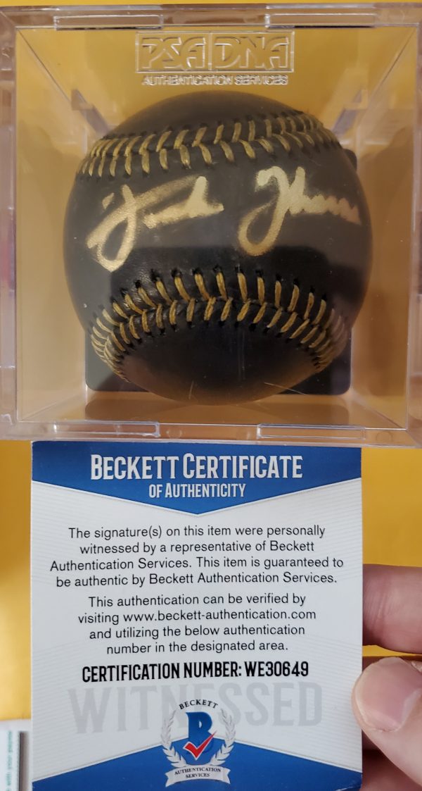 Frank Thomas Black OMLB Autographed Baseball with Beckett COA
