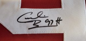 Cornelius Bennett Autographed Custom Career Stat Red Jersey