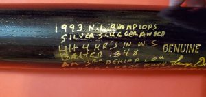 Lenny Dykstra 1993 NLCS Autographed Louisville Slugger Bats 3