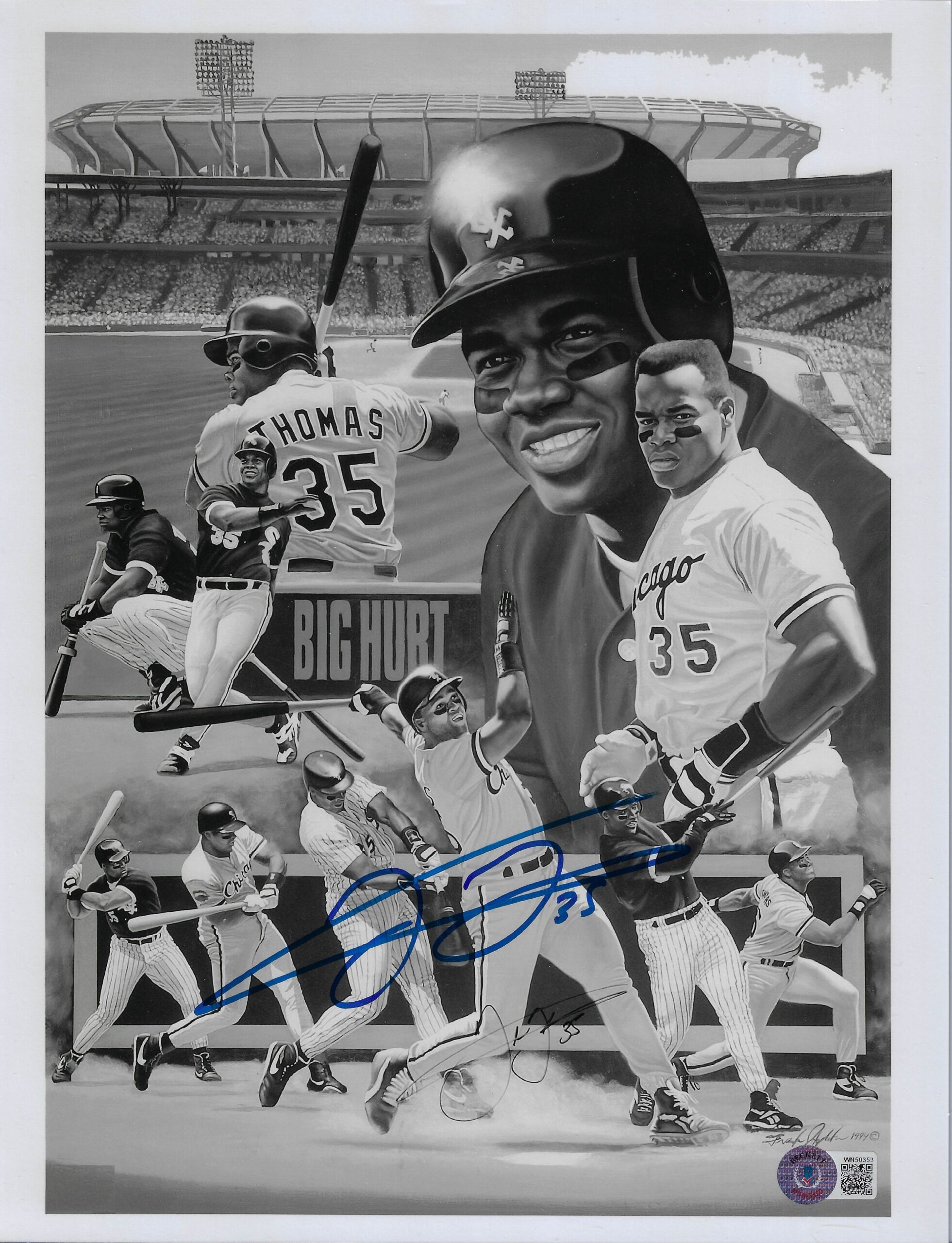 Frank Thomas Chicago White Sox B&W Tribute 16x20 Autographed Photo