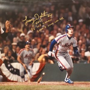 Lenny Dykstra Autographed 16x20 Photo Inscription 86 WS Champs Game 3 Lead Off GOLD