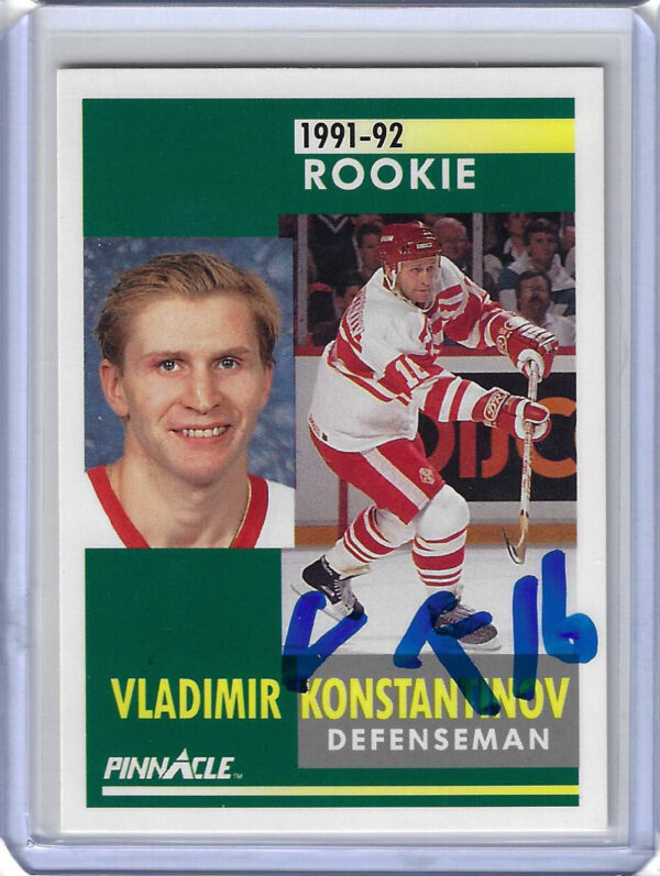 Vladimir Konstantinov 1991 Pinnacle 311 Autographed Card ROOKIE
