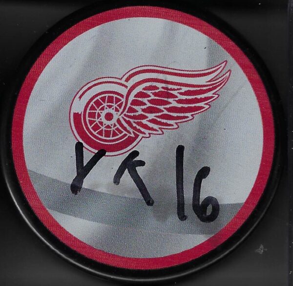 Vladimir Konstantinov Autographed Red Wings Puck SILVER SIDE