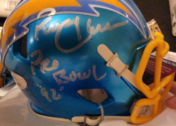 Ronnie Harmon Autographed Chargers Chrome Mini Helmet 92 Pro Bowl 2