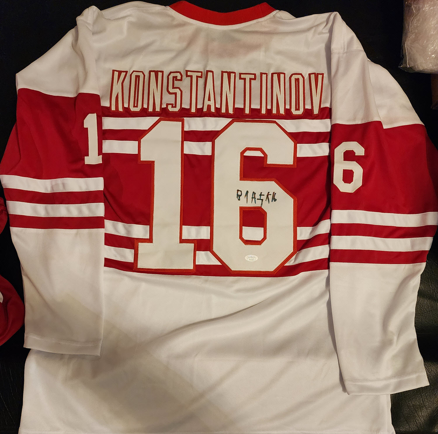 Vladimir Konstantinov Autographed Custom Detroit Red Wings Throwback Jersey 1