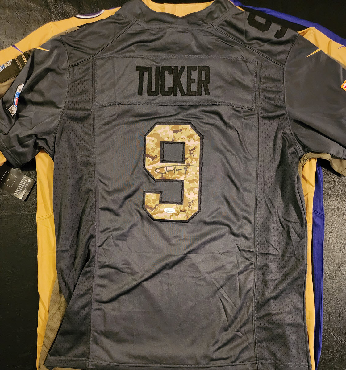 Justin Tucker Autographed Camo Salute to Service Jersey v1